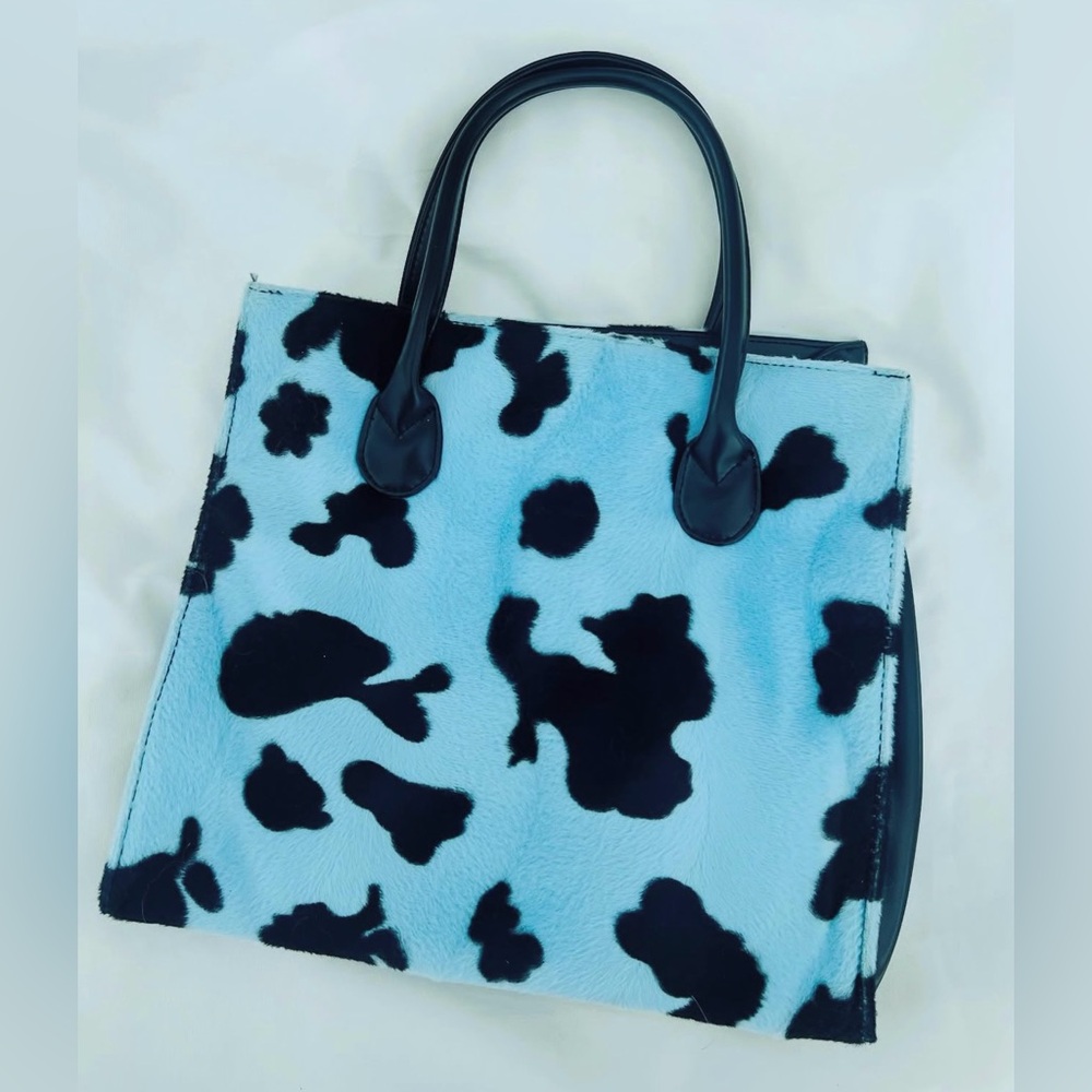 Vtg Y2K Copper Key Cow Print Faux Fur & Faux Leather Purse